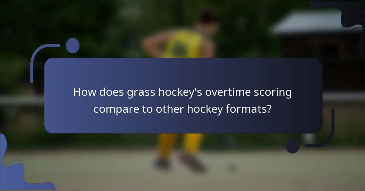 How does grass hockey's overtime scoring compare to other hockey formats?