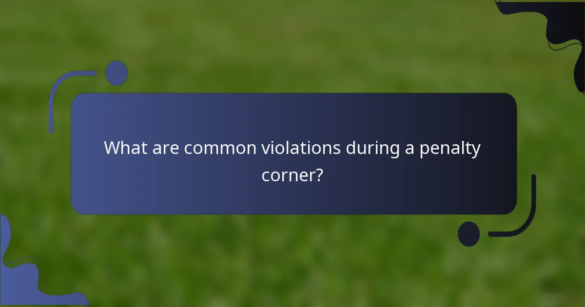 What are common violations during a penalty corner?