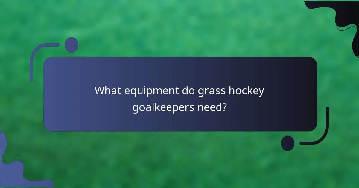 What equipment do grass hockey goalkeepers need?