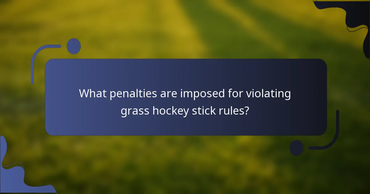 What penalties are imposed for violating grass hockey stick rules?